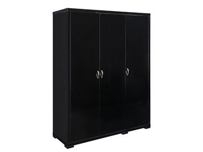 LPD Furniture Luna 3 Door Wardrobe (Black) Small Single