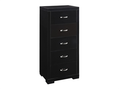 LPD Furniture Luna 5 Drawer Chest (Black) Small Single (2