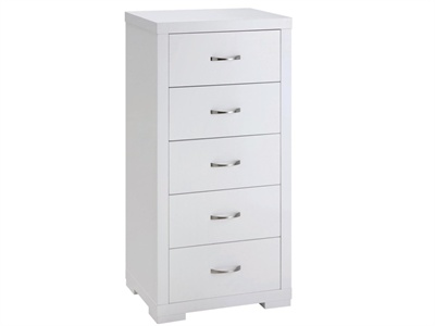 LPD Furniture Luna 5 Drawer Chest (White) Small Single (2