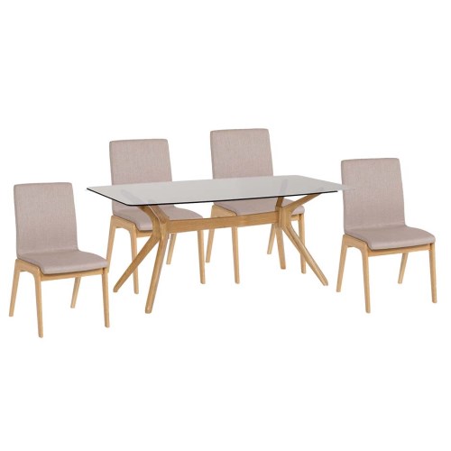 LPD Portofino Solid Oak Rectangular Dining Set