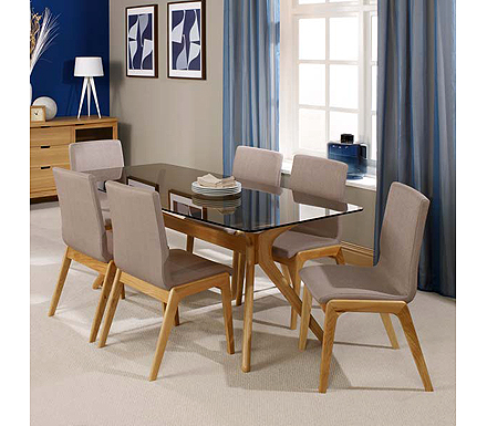 LPD Limited Portofino Solid Oak Rectangular Dining Set with