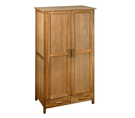 LPD Limited Suffolk Solid Oak 2 Door 2 Drawer Wardrobe