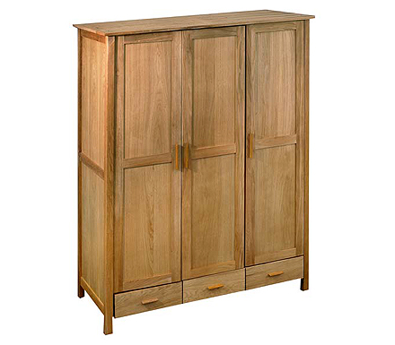 LPD Limited Suffolk Solid Oak 3 Door 3 Drawer Wardrobe -