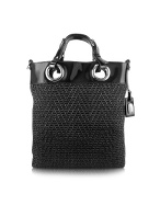 Luana Anna - Woven Straw and Patent Leather Tote Bag