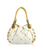 Luana Darika - Quilted White and Ocher Cross-Stitched