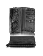 Luana Divya - Black Croco Stamped Leather Wallet