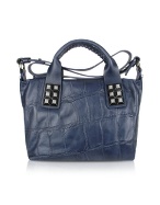 Luana Nisha - Black Croco Stamped Leather Studded Bag