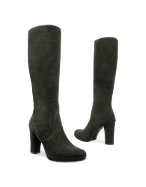 Luana Vallesi Black Suede High-Heel Platform Boots