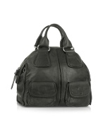 Luana Vivian - Black Leather Bowler Bag
