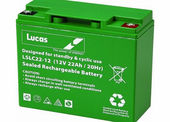 Lucas Oil LSLC22-12G - 22AH Lucas Deep Cycle AGM Golf Trolley Battery