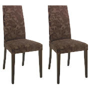 Pair of Chairs, Walnut & Brown Damask