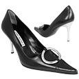 Luciano Padovan Black Ring Detail Kidskin Pump Shoes