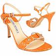 Luciano Padovan Orange Ring Detail Croco-style Leather Sandal Shoes