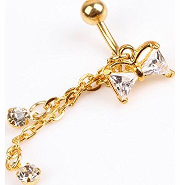Reverse Belly Rings Dangle Clear Navel Bar Gold Body Jewelry Piercing