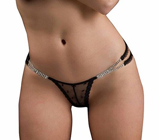 luckyemporia Sexy Diamante Rhinestone Double Strap Thongs G string underwear Knickers Panties