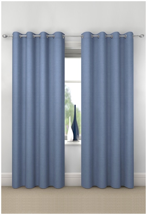 Lucy Blue Blackout Eyelet Curtains