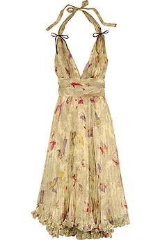 Butterfly pleated silk halter dress