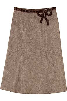 Velvet trim tweed skirt