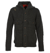 Luke 1977 Arthur Charcoal Hooded Cardigan