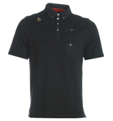 Caines Black Pique Polo Shirt