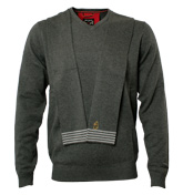 Luke 1977 Charcoal Grey V-Neck Sweater (Beechy)