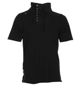 Fenton Black Cowl Neck Polo Shirt
