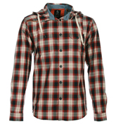 Hoover Red and Navy Check Hooded Shirt