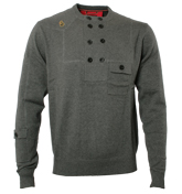 Luke 1977 Marl Charcoal Grey Sweater (Black Bird)