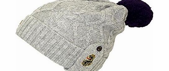 Luke 1977 Mens Birdy Cable Knit Bobble Hat (Marle Grey)