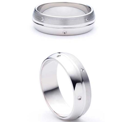 Lumiere from Bianco 6mm Heavy D Shape Lumiere Wedding Band Ring In 18 Ct White Gold