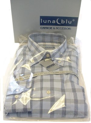 Luna Blu Button Collar River 59 Blue Check Shirt