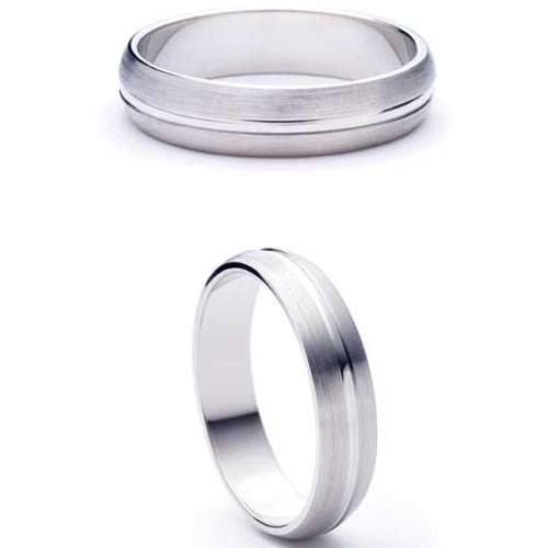 Luna from Bianco 4mm Heavy D Shape Luna Wedding Band Ring In 18 Ct White Gold