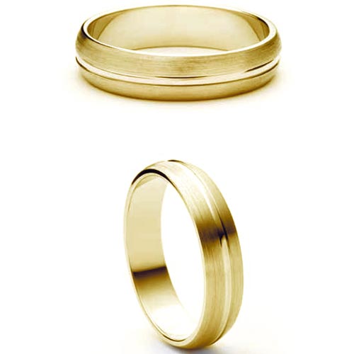 Luna from Bianco 4mm Medium Flat Court Luna Wedding Band Ring In 18 Ct Yellow Gold