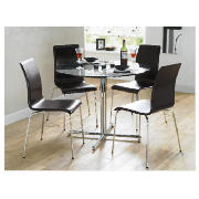 Dining Table, Clear & 4 Garda Chairs, Brown