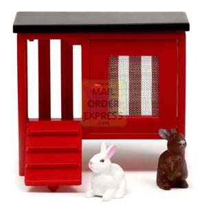Dolls House Sm land 2 Rabbits and Hutch