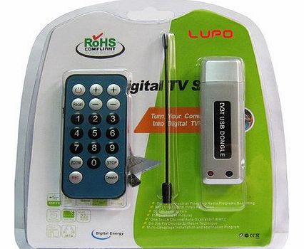 LUPO Digital TV DVB-T USB Adapter/Dongle/Stick Freeview Receiver/Recorder and Aerial for PC and Laptop.