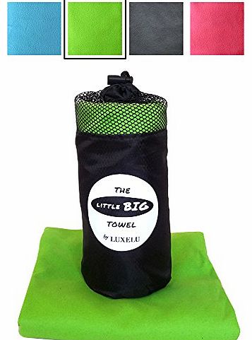Luxelu LARGE MICROFIBRE TOWEL - Lime GREEN - 150cm x 80cm - The perfectly sized LITTLE BIG Towel by Luxelu - Highest quality, super soft, fast drying towel in a cool stuff sack carry pack. For Travel, Swimmi
