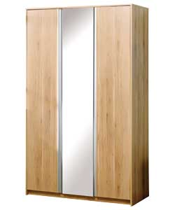 3 Door Mirrored Wardrobe - Beech