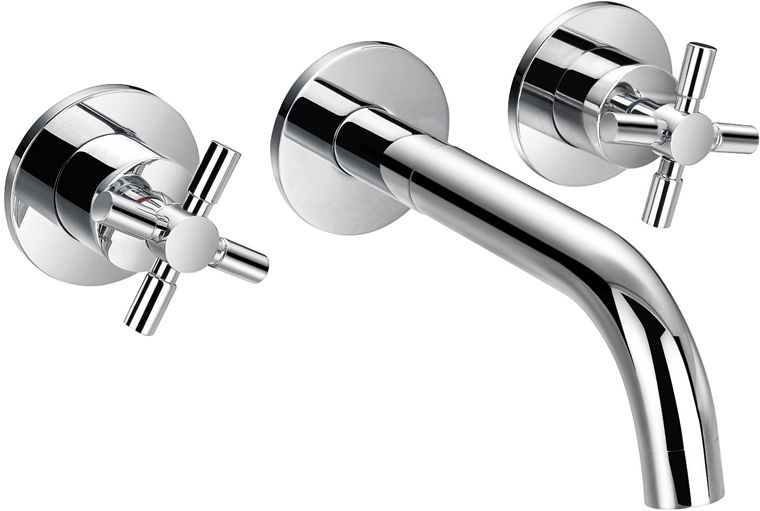 luxor 3 Hole Wall Mounted Basin Mixer with Clicker Waste