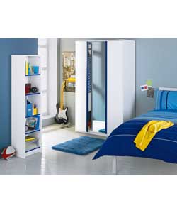 Kids 3 Door Wardrobe - White and Blue