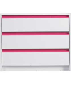 Luxor Kids 3 Drawer Chest - White and Pink