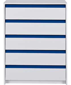 Luxor Kids 5 Drawer Chest - White and Blue