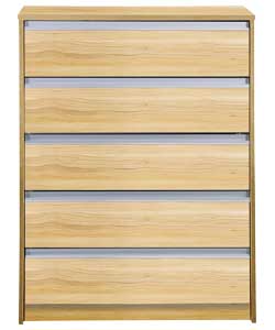 Luxor Modern 5 Drawer Chest - Beech