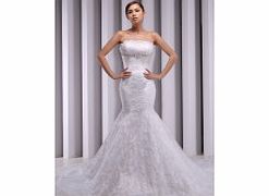 Luxury Noble Strapless Satin Lace Chapel Train