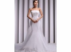 Luxury Noble Strapless Satin Tulle Chapel