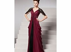 Luxury V-neck Half-Sleeve Stretch satin Evening