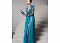 Luxury V-neck Long Sleeve Stretch satin Evening