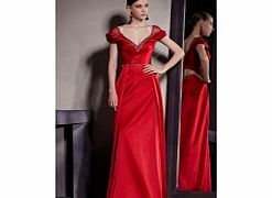 Luxury V-neck Short Sleeve Satin Evening Dresses