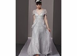 Luxury V-neck Short Sleeve Sequins Evening