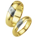 LXDirect 9-carat 2-colour gold diagonal band wedding ring